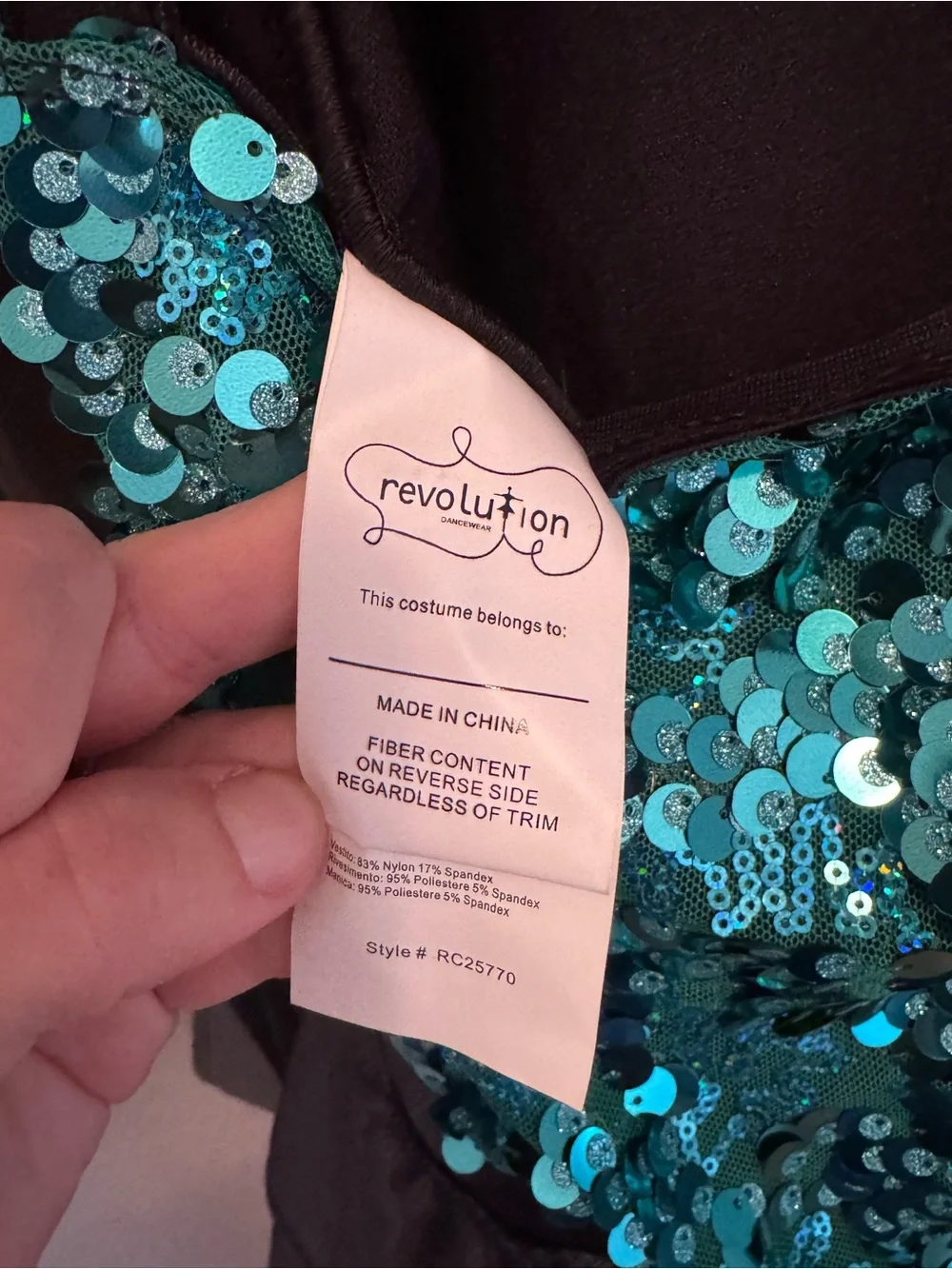 NWT revolution dancewear tap/jazz Black & Teal Sequin costume